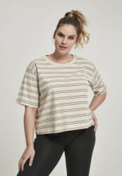 Urban Classics Ladies Short Multicolor Stripe Tee sand/black/white/firered