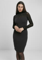 Urban Classics Ladies Flock Lace Turtle Neck Dress black