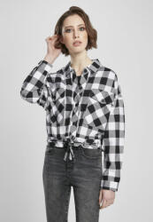 Urban Classics Ladies Short Oversized Check Shirt black/white