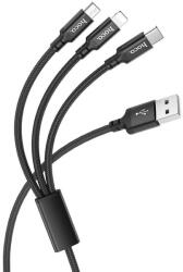 hoco. Cablu de Date USB-A la Type-C, Micro-USB, Lightning 2A, 1m - Hoco Times (X14) - Black