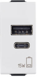 Vimar Priza USB tip A+C 1M 15W 5V Vimar Neve alb 09292. AC. 15 (09292.AC.15)