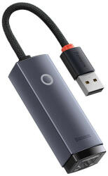 Baseus ADAPTOR RETEA Baseus Lite, USB 2.0 to RJ-45 Gigabit LAN Adapter, metalic, LED, gri "WKQX000113" - 6932172606077 (WKQX000113)