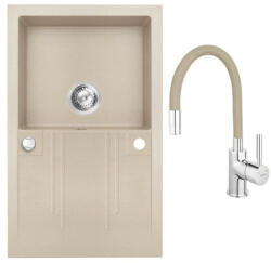 FERRO Set chiuveta Ferro granit 78x48, nisip , cu baterie flexibila Ferro bej (DRGM48/78SA+BZA4P)