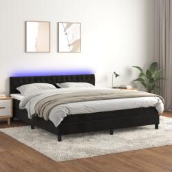 vidaXL fekete bársony rugós és LED-es ágy matraccal 160x200 cm (3134593)