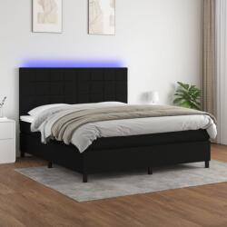 vidaXL fekete szövet rugós és LED-es ágy matraccal 180 x 200 cm (3134895) - vidaxl