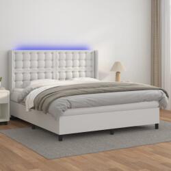 vidaXL fehér műbőr rugós ágy matraccal és LED-del 180x200 cm (3139398) - vidaxl