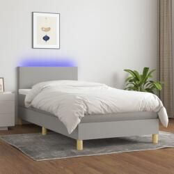 vidaXL világosszürke szövet rugós és LED-es ágy matraccal 90x190 cm (3133517) - vidaxl