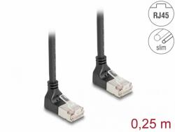 Delock Cablu de retea RJ45 Cat. 6A S/FTP Slim unghi 90 grade sus/sus 0.25m Negru, Delock 80279 (80279)