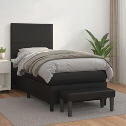 vidaXL fekete műbőr rugós ágy matraccal 80 x 200 cm (3137509) - vidaxl