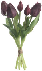 Real touch gumi tulipán, 5 szálas köteg, 30cm magas - Bordó (AF041-05)