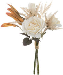  Rózsa selyemvirág csokor, 41.5cm magas - Fehér (AF010-01)