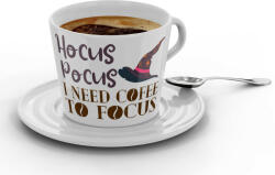 Hocus Pocus I need coffee to focus - Kávéscsésze (Ajándék kistányérral) (928596)