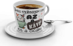 Amire szükségem van az a kávém és a cicám - Kávéscsésze (Ajándék kistányérral) (245423)