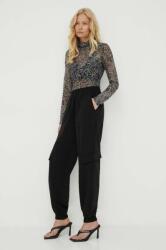 Bruuns Bazaar nadrág Brassica Cilla női, fekete, magas derekú egyenes - fekete 40