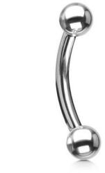  Hajlított szárú piercing, golyó végekkel Ezüst sz
