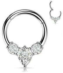  Karika orvosi acélból körte alakú kővel Ezüst sz