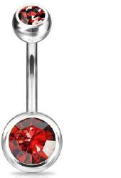 Köldök piercing titánból, Piros kövekkel (Belly-211-R)