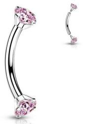  Hajlított barbell Ezüst titán, kristály végekkel P