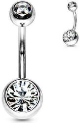  Köldök piercing orvosi acélból, Átlátszó kövekkel