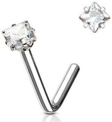 Orr piercing hajlított Ezüst színű szögletes kővel