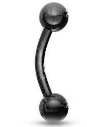  Hajlított szárú piercing, golyó végekkel Fekete