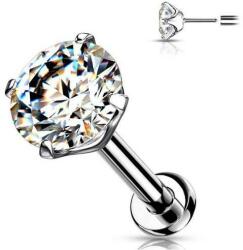 Push-in labret titánból, ragyogó kővel