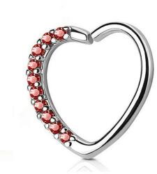  Fülpiercing szív alakú piros kövekkel (jobbos)