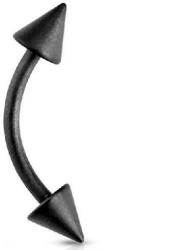 Hajlított piercing matt fekete, tüskékkel