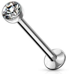 Push-in labret kristályal Ezüst színű 3 6