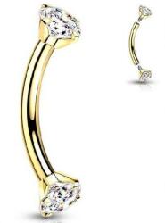  Hajlított barbell Arany titán, kristály végekkel