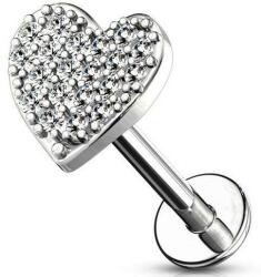  Labret Ezüst színű, köves szív dísszel