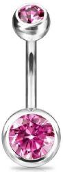  Köldök piercing titánból, Pink kövekkel