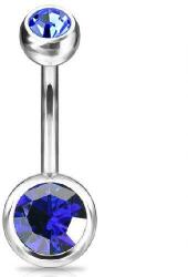  Köldök piercing titánból, Kék kövekkel (Belly-211-B)
