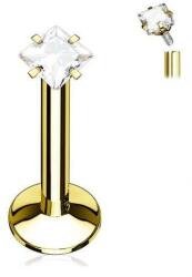  Labret Arany színű, Szögletes átlátszó kővel