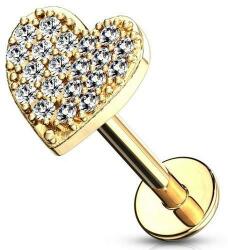 Labret Arany színű, köves szív dísszel