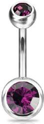  Köldök piercing titánból, Lila színű kövekkel