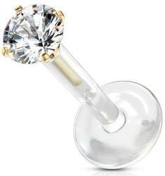  Labret PTFE arany szárral, kerek kövel