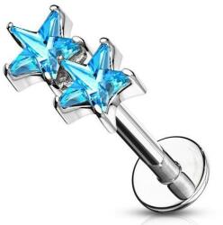  Labret két cirkónia Tűrkíz csillaggal Ezüst sz