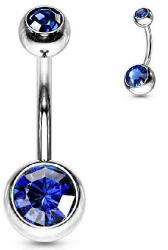  Köldök piercing orvosi acélból, Kék kövekkel