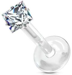  Labret PTFE ezüst szárral, szögletes kövel
