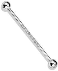  Industrial piercing Ezüst színű, kősorral (Barbell-57-ST-C)