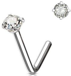  Orr piercing hajlított Ezüst színű, átlátszó kővel