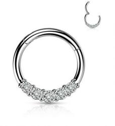 Csuklós karika orvosi acélból öt kövel Ezüst színű