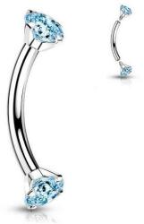  Hajlított barbell Ezüst titán, kristály végekkel T