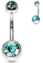  Köldök piercing orvosi acélból, Türkiz kövekkel