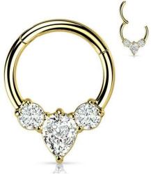  Karika orvosi acélból körte alakú kővel Arany sz