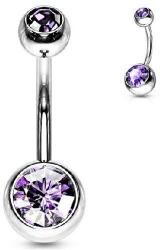 Köldök piercing orvosi acélból, Lila kövekkel