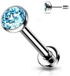 Push-in labret titánból, beágyazott kővel Tűrkíz