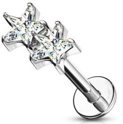  Labret két cirkónia Átlátszó csillaggal Ezüst sz