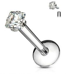  Labret Ezüst színű, Szögletes átlátszó kővel